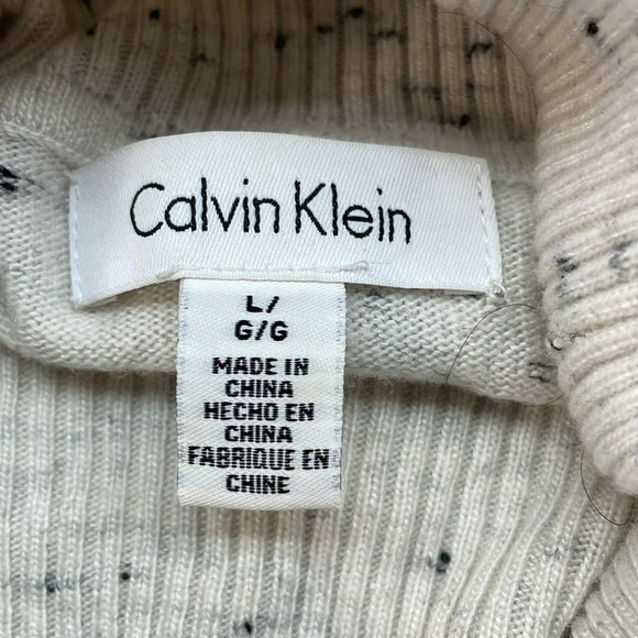 Calvin Klein Sweater Turtleneck Lightweight Top Knit Long Sleeve Speckled Size L - Picture 6 of 11